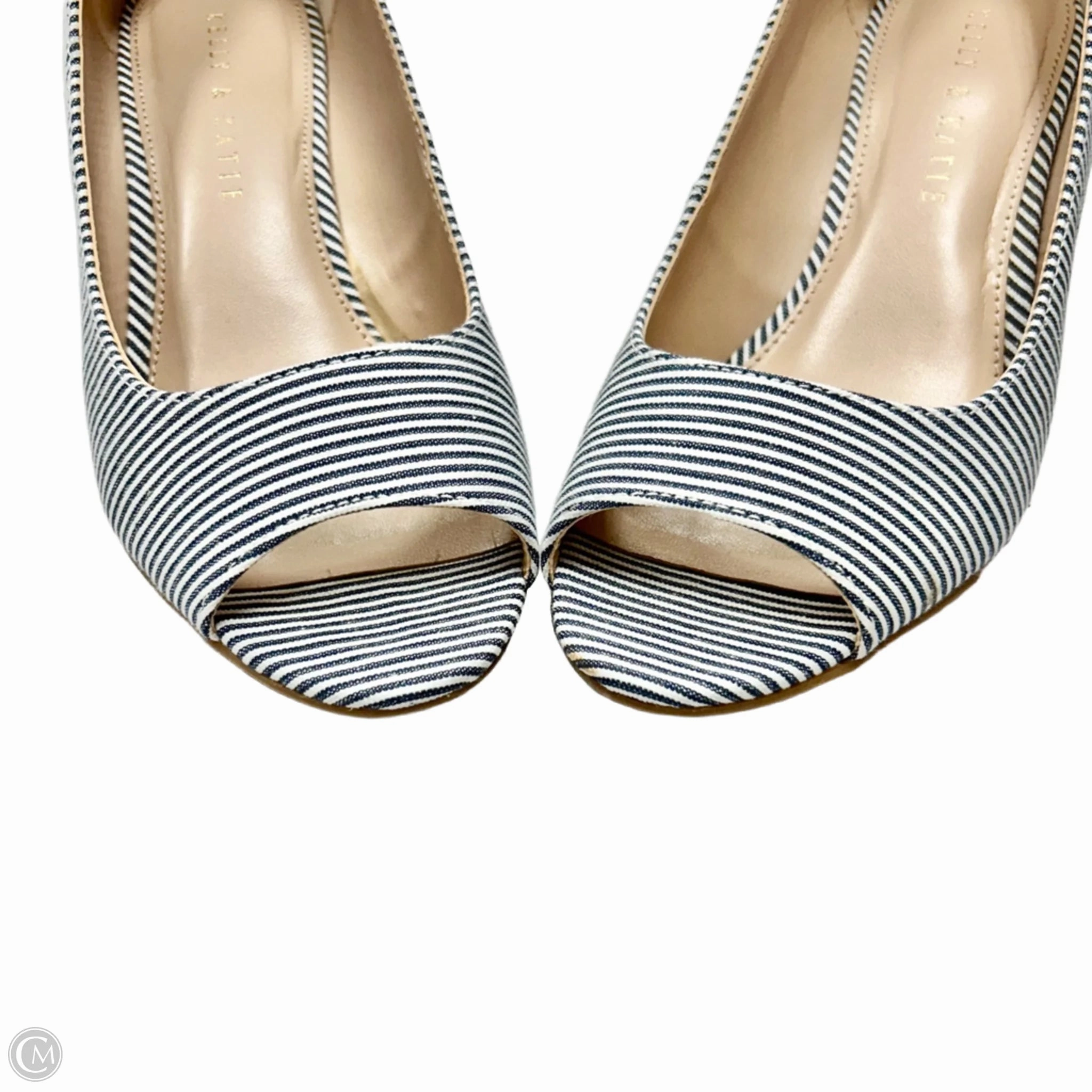 Sandals Heels Wedge By Kelly And Katie In Blue & White, Size: 7