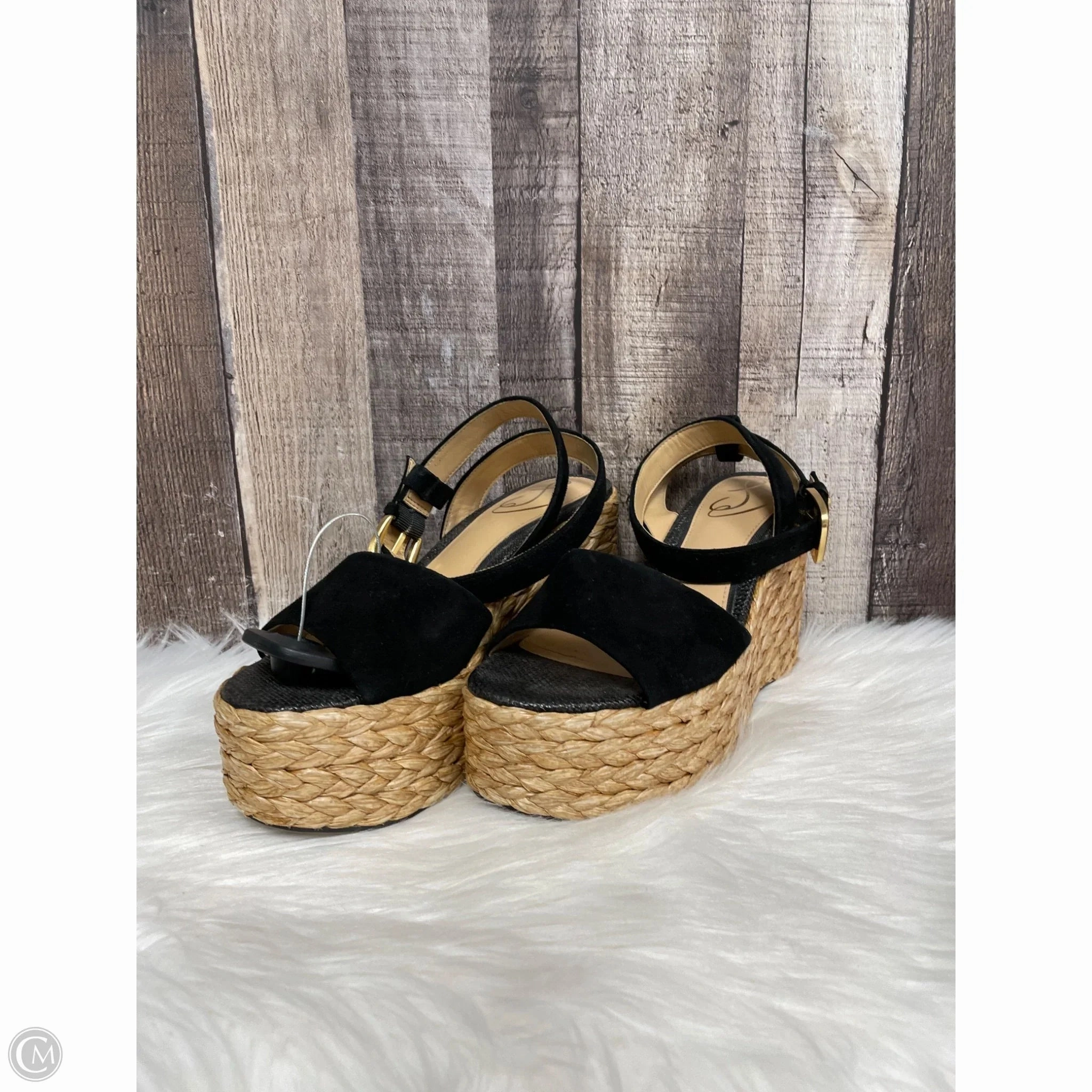 Sandals Heels Wedge By Sam Edelman In Black & Brown, Size: 6.5
