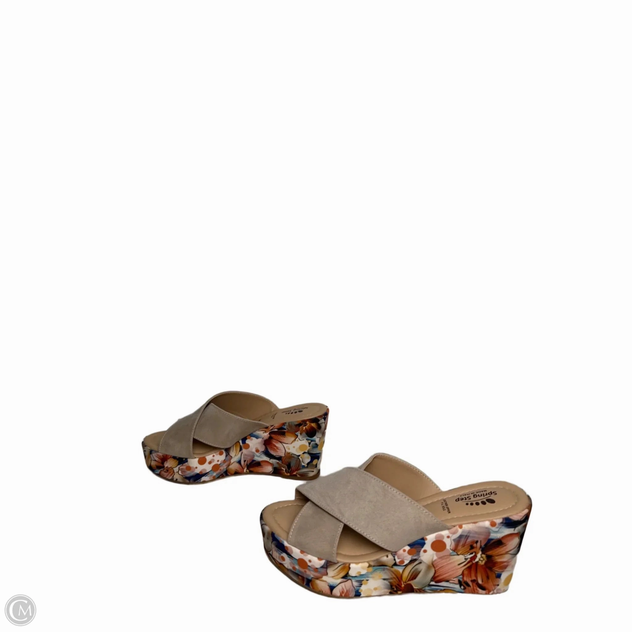 Sandals Heels Wedge By Spring Step In Floral Print, Size: 7