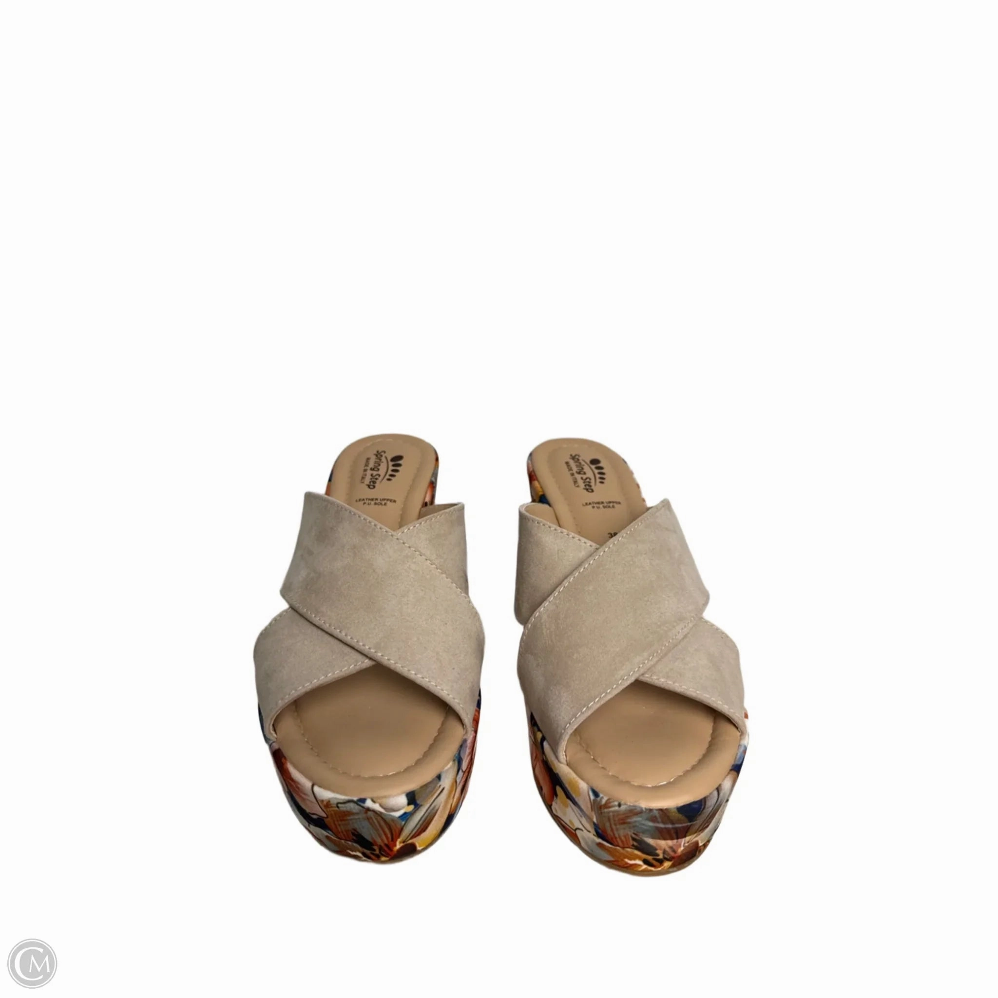 Sandals Heels Wedge By Spring Step In Floral Print, Size: 7