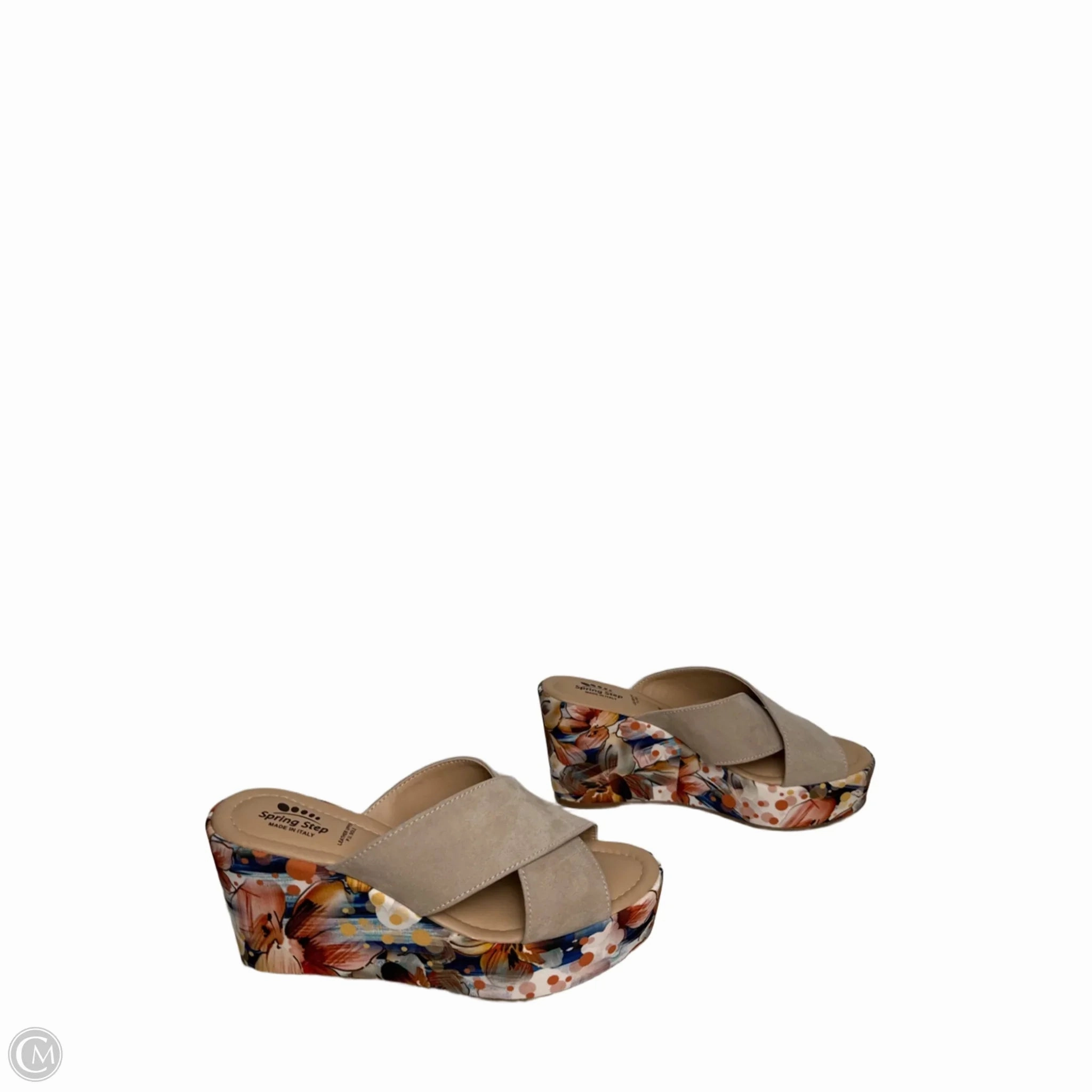 Sandals Heels Wedge By Spring Step In Floral Print, Size: 7
