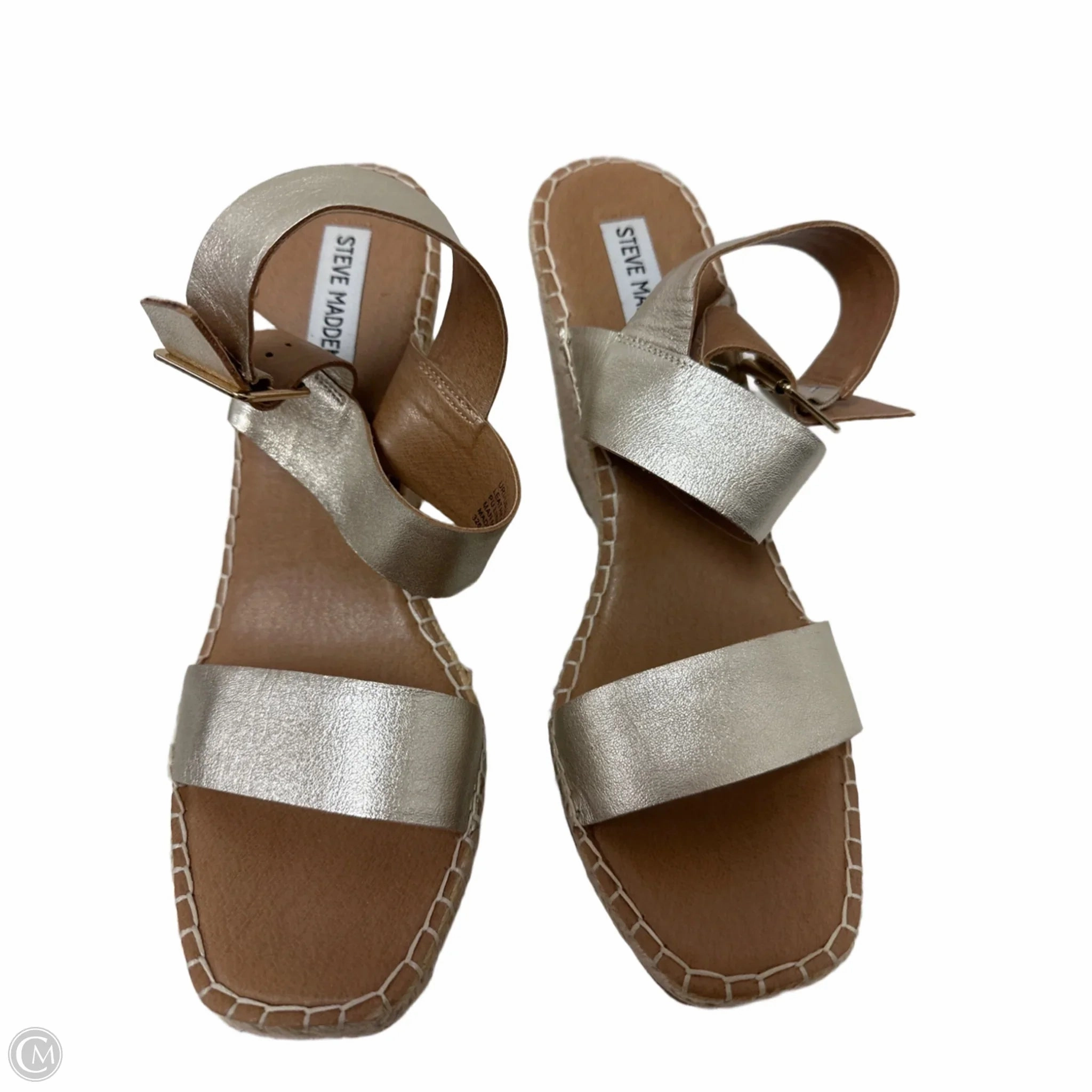 Sandals Heels Wedge By Steve Madden In Gold, Size: 11