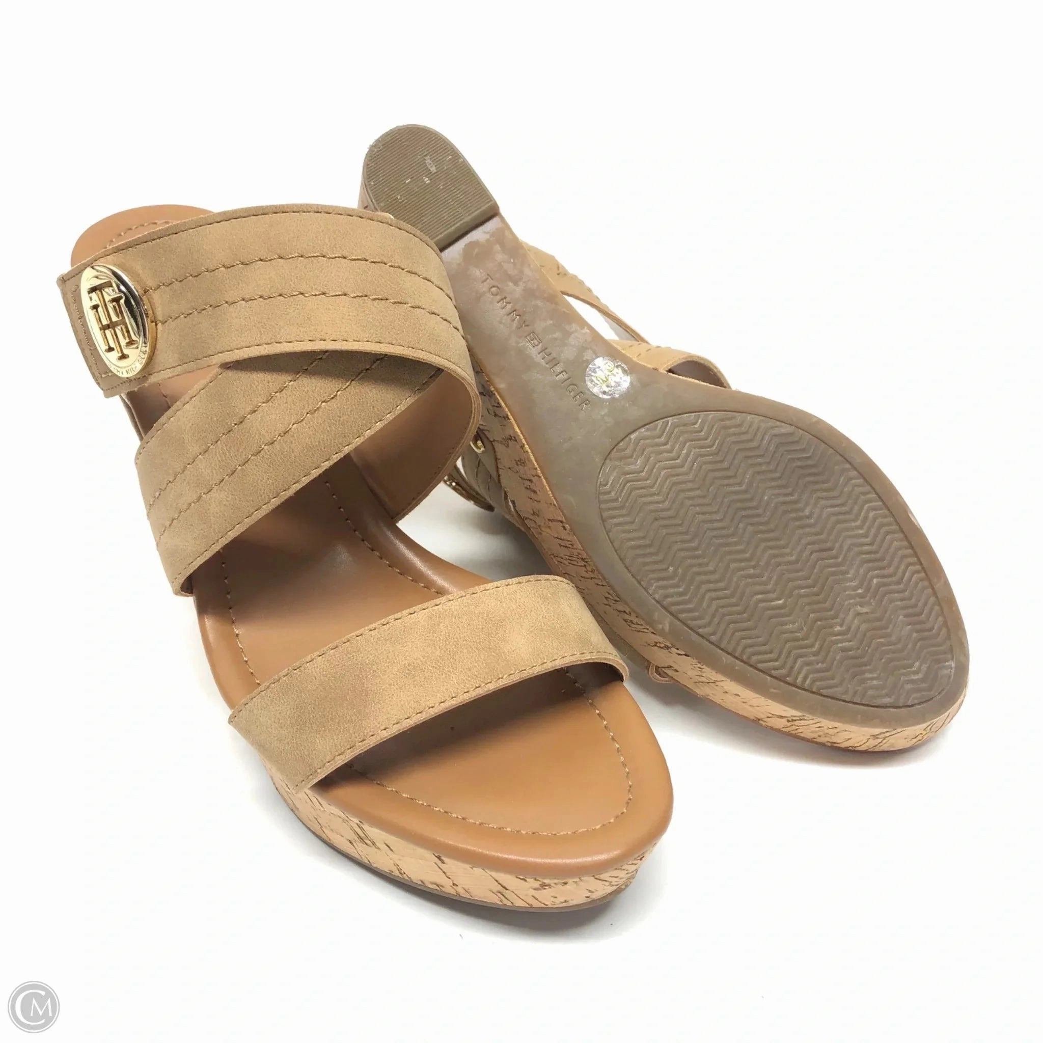 Sandals Heels Wedge By Tommy Hilfiger In Beige, Size: 10