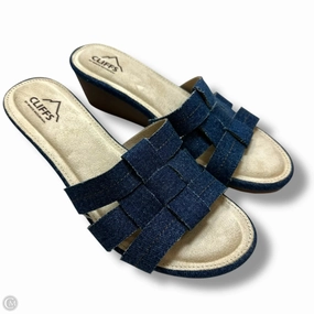 Sandals Heels Wedge By White Mountain In Blue Denim, Size: 8
