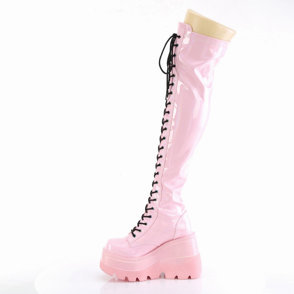 SHAKER-374  Baby Pink Hologram Stretch Patent