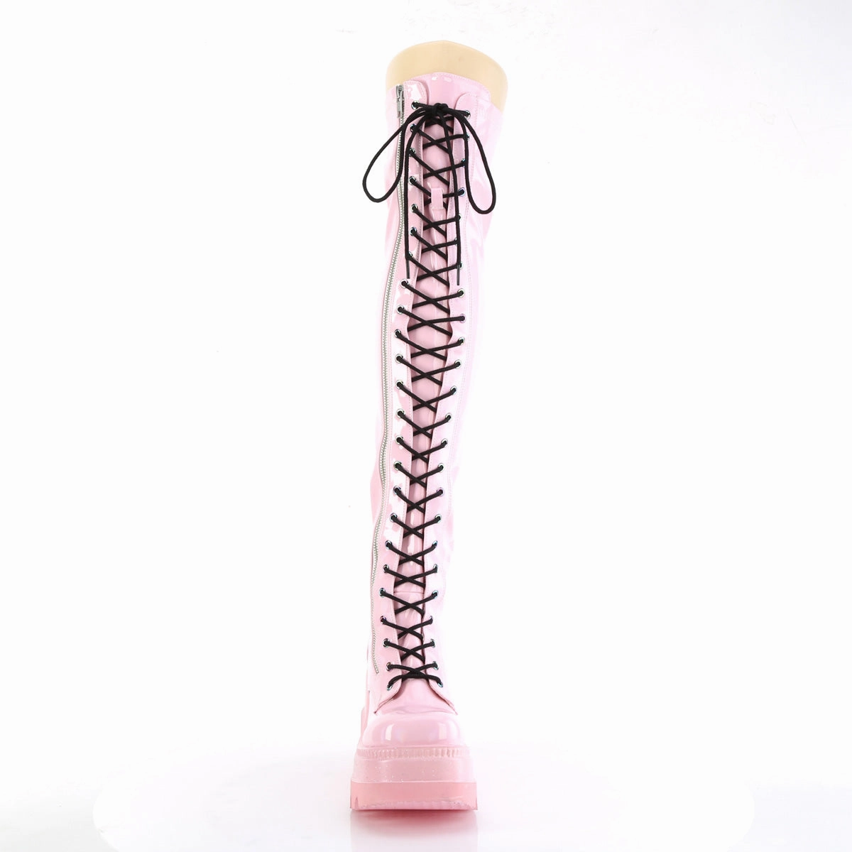 SHAKER-374  Baby Pink Hologram Stretch Patent