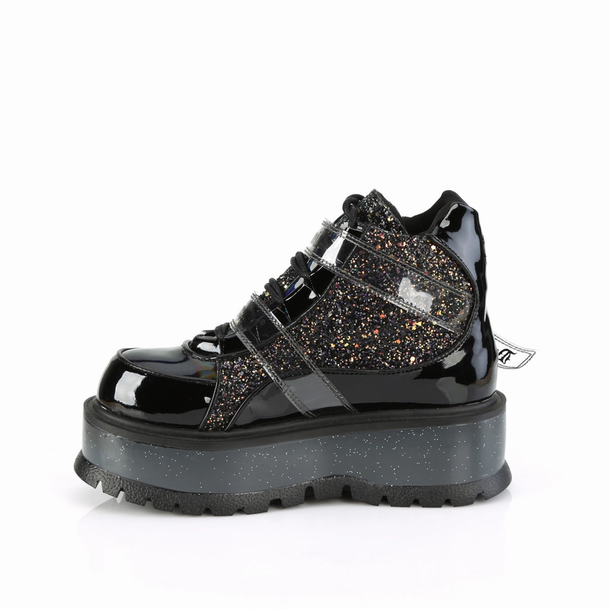 SLACKER-50  Black Patent-Black Multi Glitter