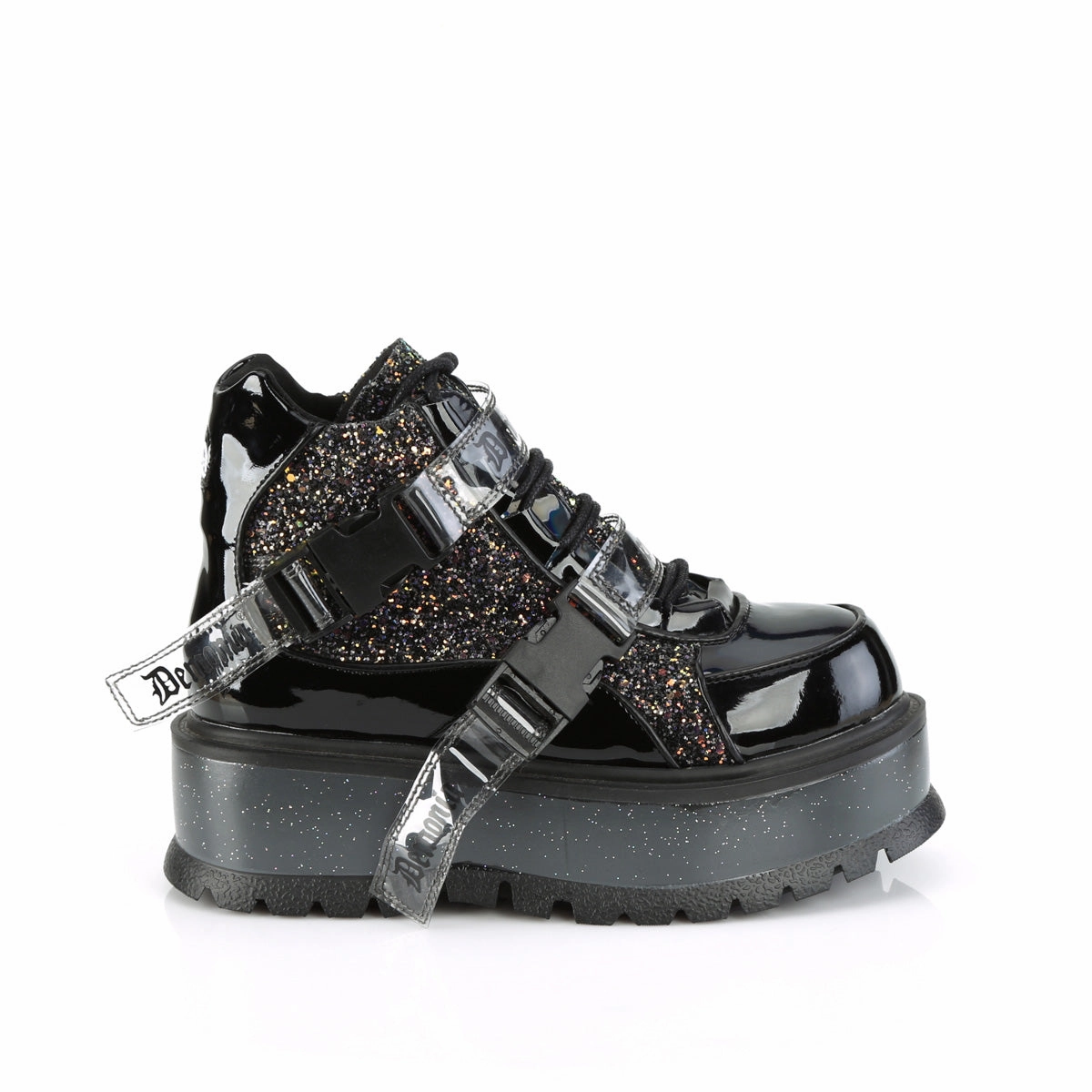 SLACKER-50  Black Patent-Black Multi Glitter
