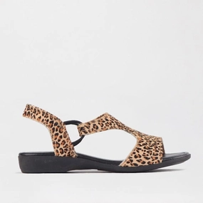 Slingback T-Bar Flat Sandal in Cheetah Tan - 12104