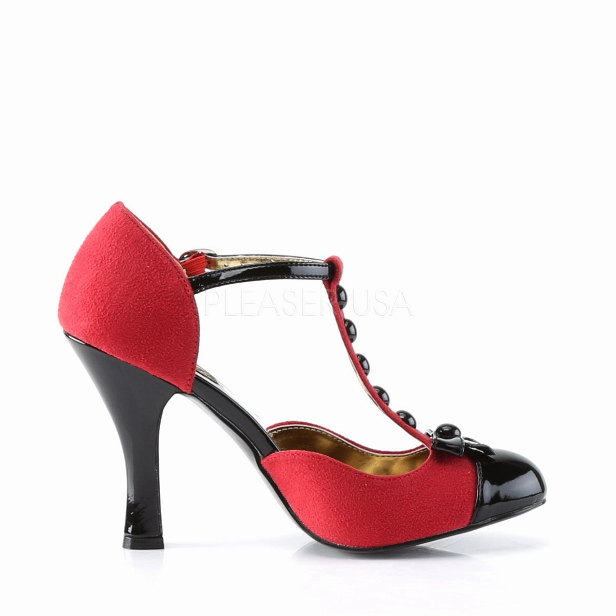 SMITTEN-10  Red M. Suede-Black Patent