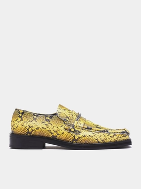 Snakeskin Square Toe Loafers (1026LE02309M-YELLOW-BLACK)