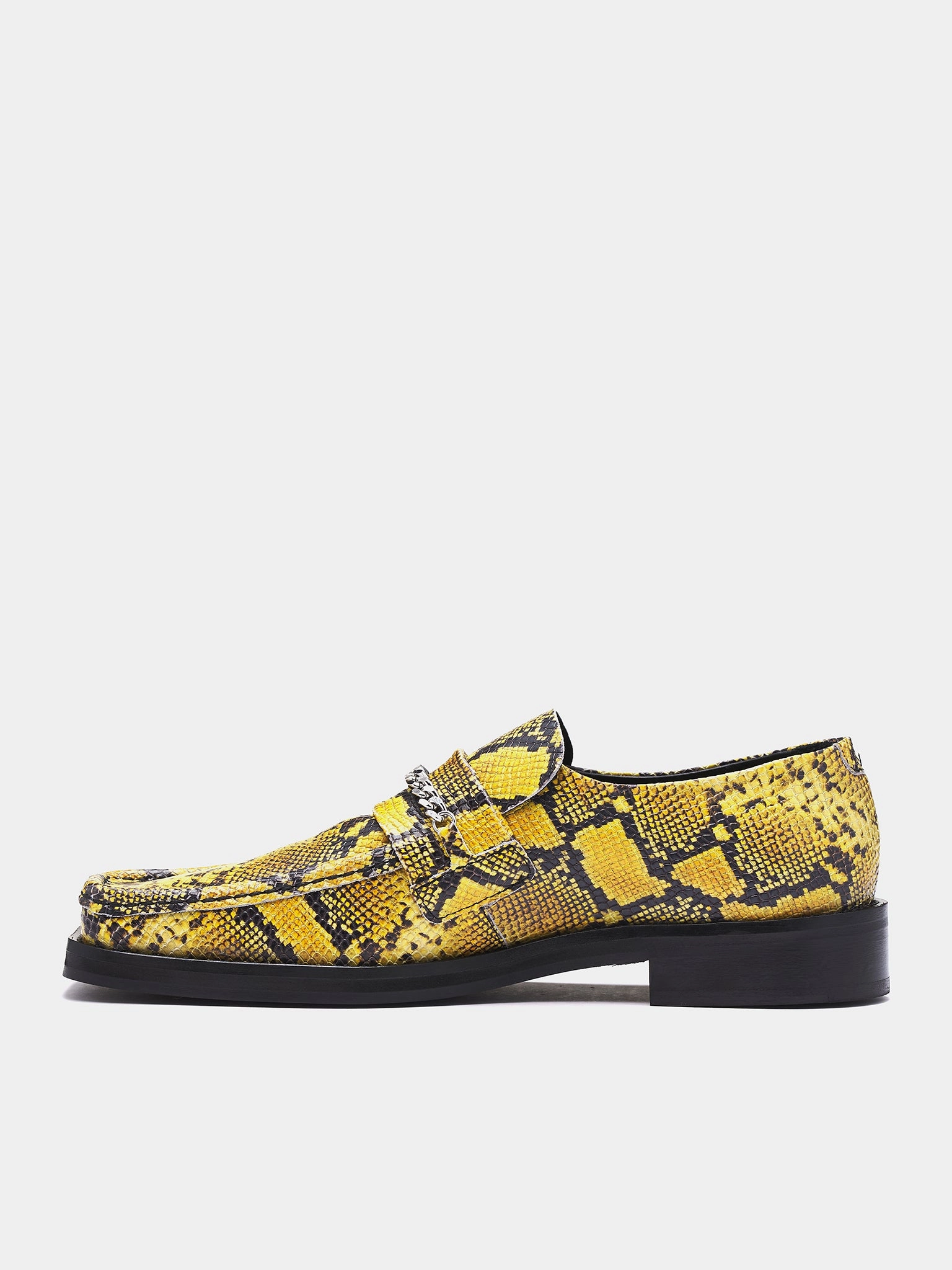 Snakeskin Square Toe Loafers (1026LE02309M-YELLOW-BLACK)