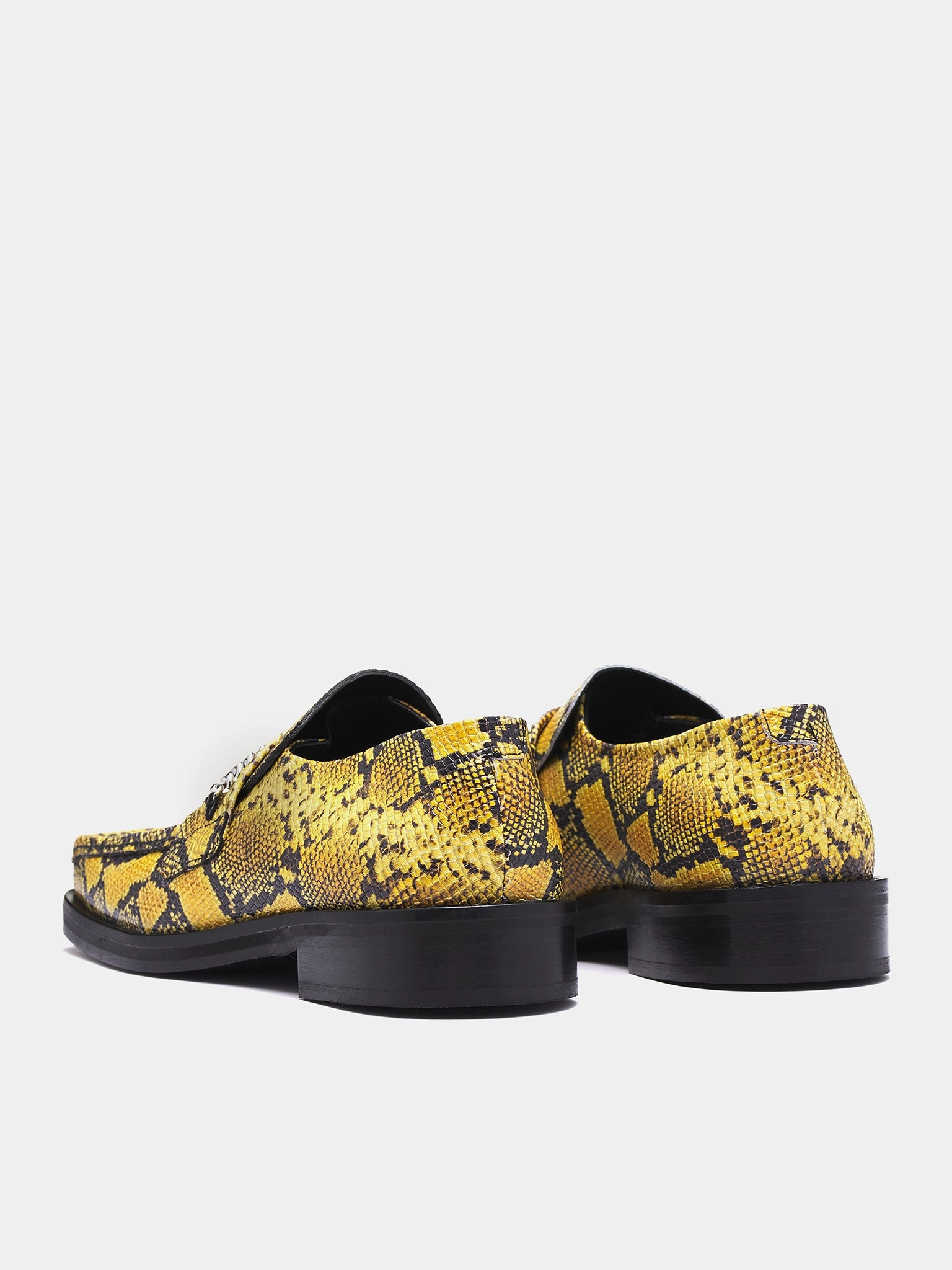 Snakeskin Square Toe Loafers (1026LE02309M-YELLOW-BLACK)