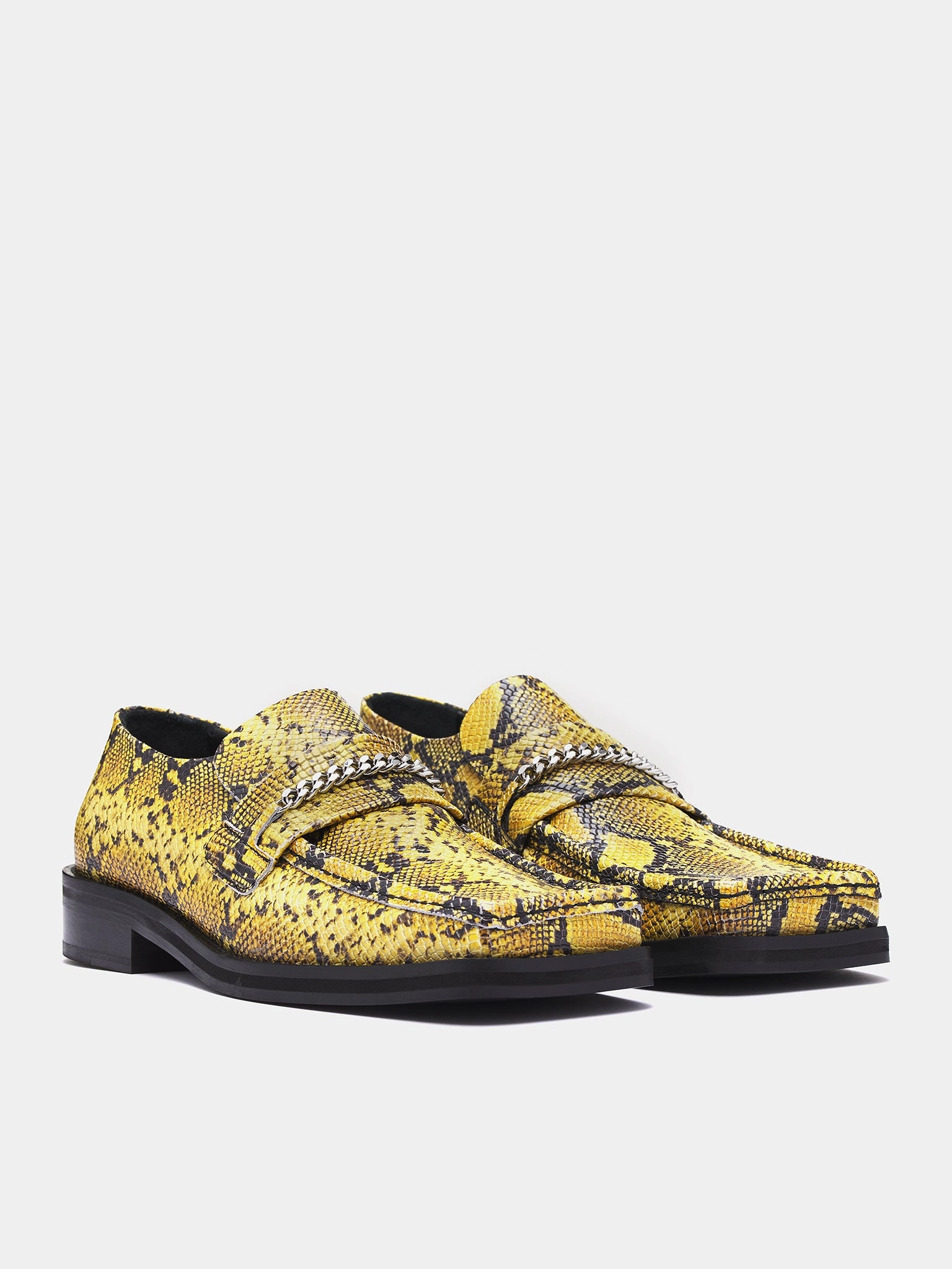 Snakeskin Square Toe Loafers (1026LE02309M-YELLOW-BLACK)