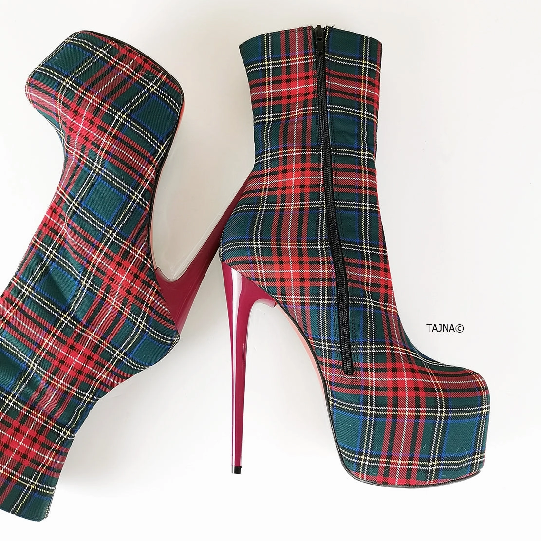 Tartan Ankle Platform Booties