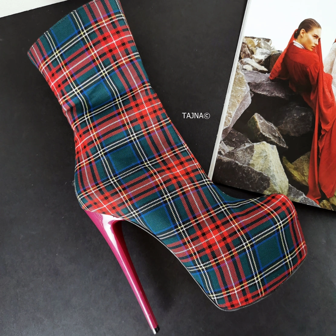 Tartan Ankle Platform Booties