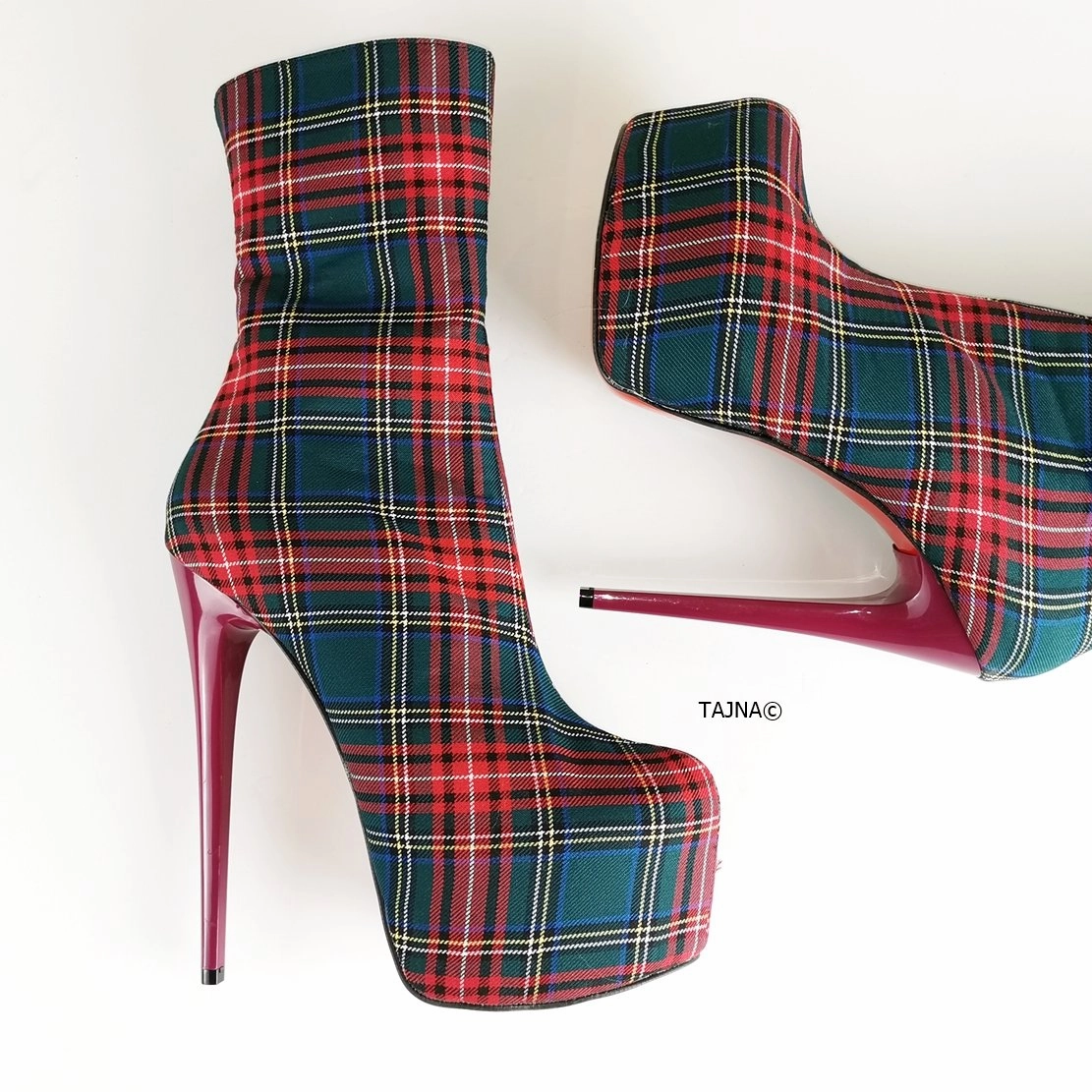 Tartan Ankle Platform Booties