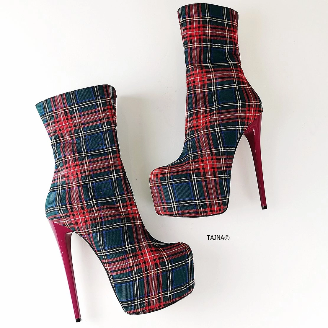 Tartan Ankle Platform Booties