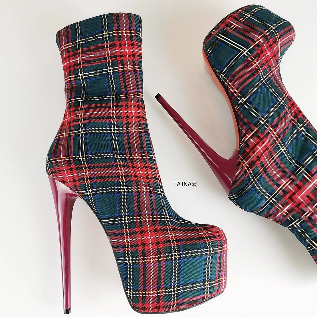 Tartan Ankle Platform Booties