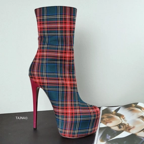 Tartan Ankle Platform Booties