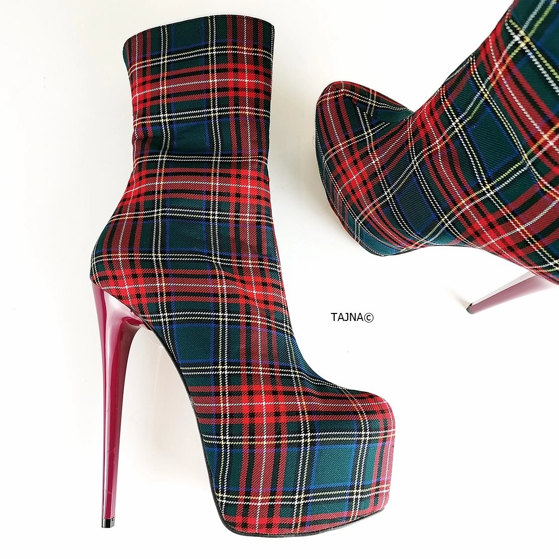Tartan Ankle Platform Booties