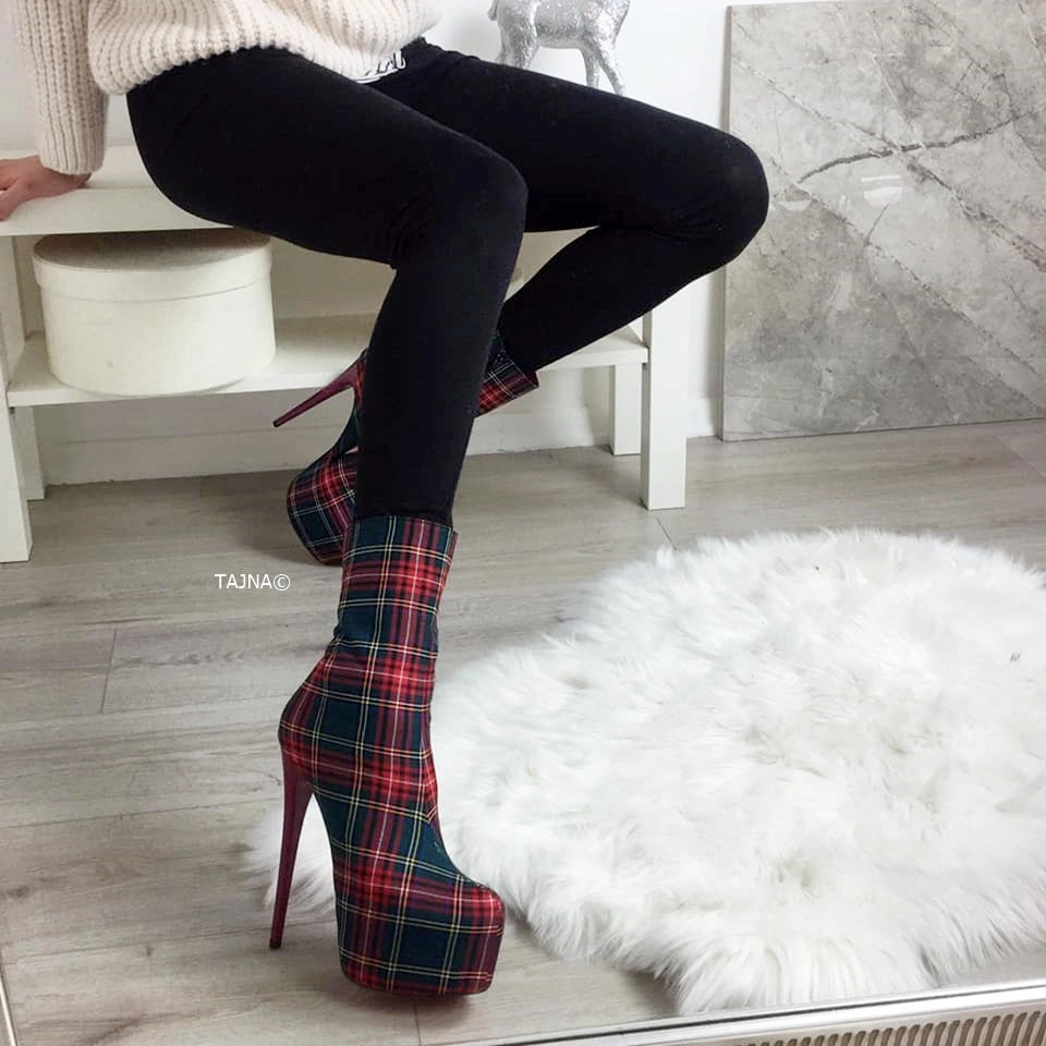 Tartan Ankle Platform Booties