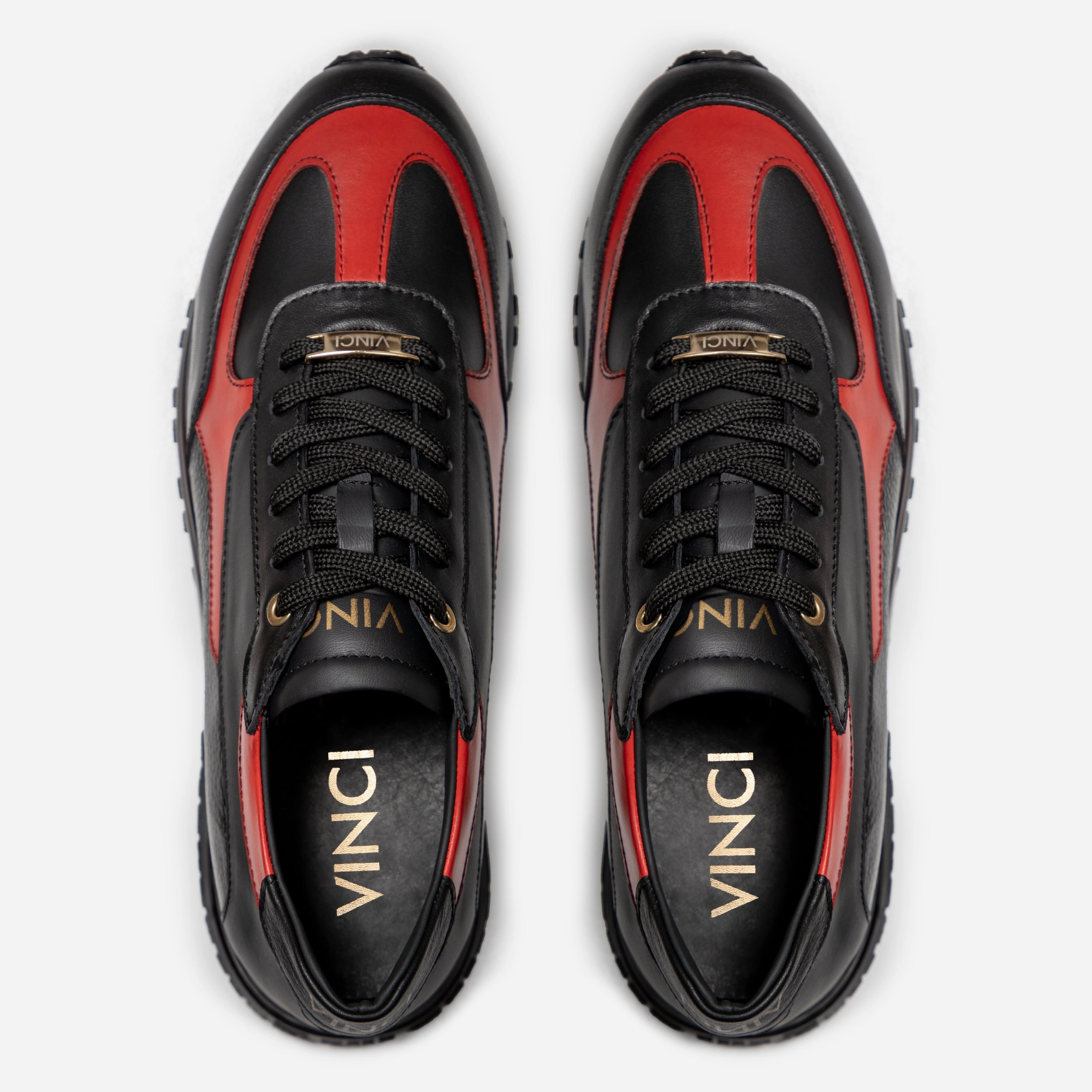 The Arda Black & Red Leather Men Sneaker