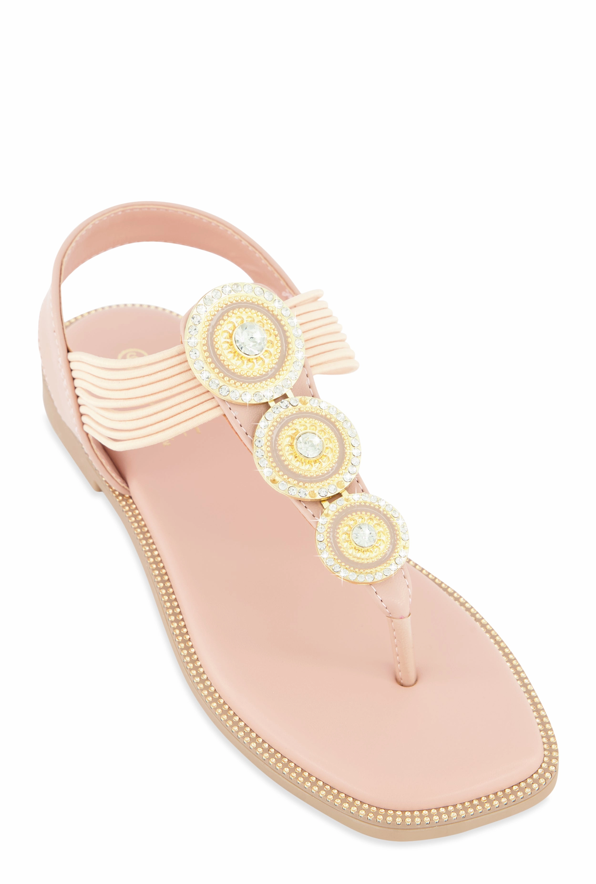 Three Pendant Corded Thong Sandals