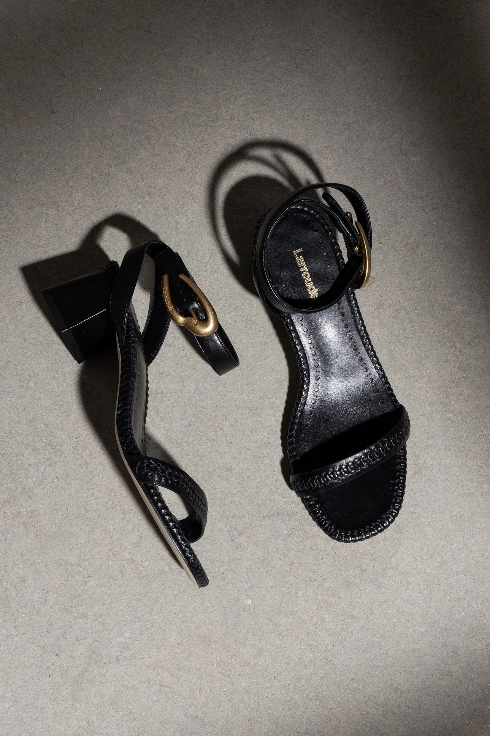 Verona Block Sandal In Black Leather