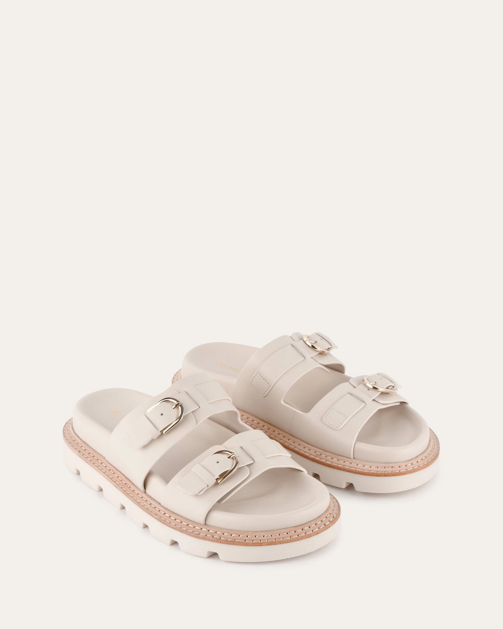 VICHY FLAT SANDALS OFF WHITE LEATHER