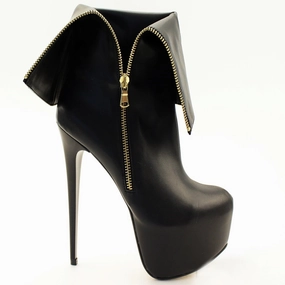 Zipper Detail Black Platform Booties