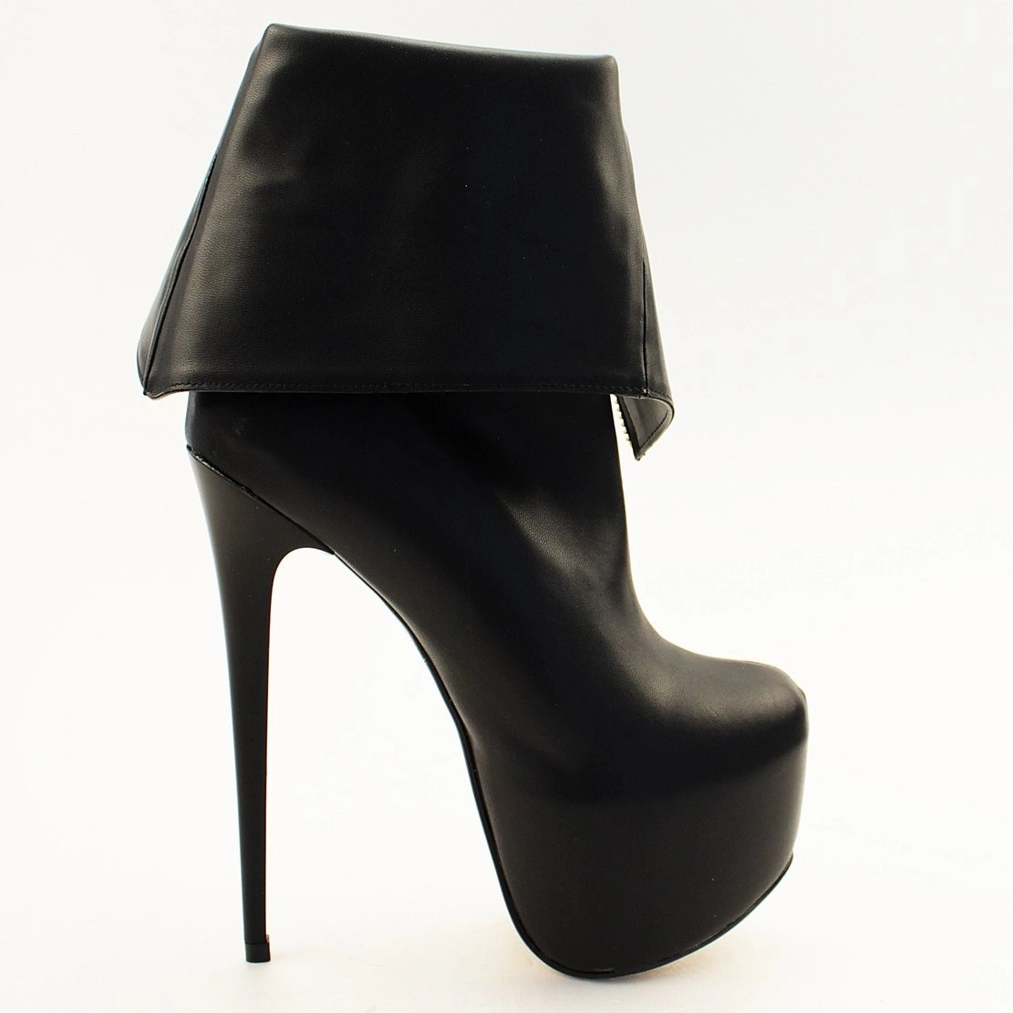 Zipper Detail Black Platform Booties