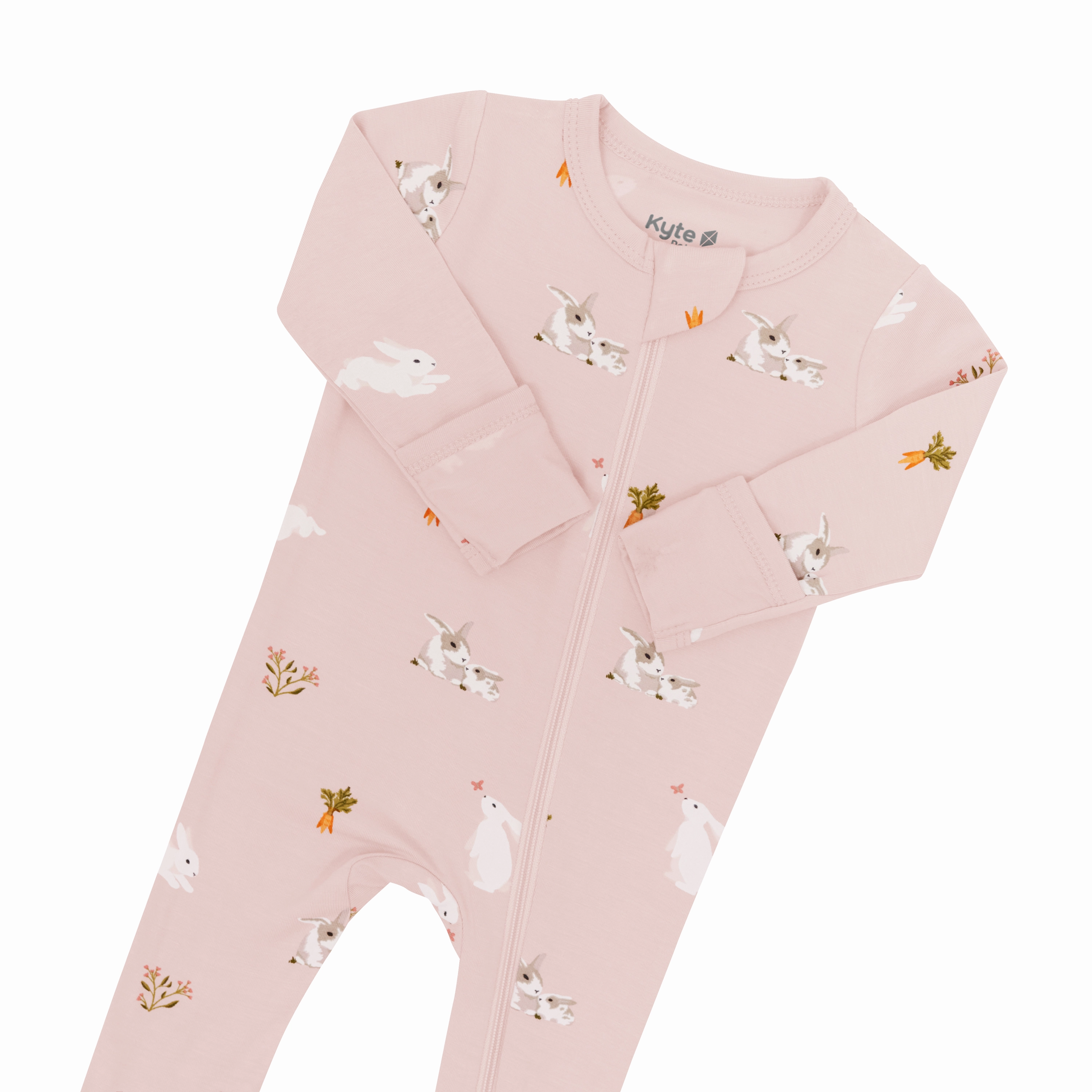 Zippered Footie in Blush Rabbit
