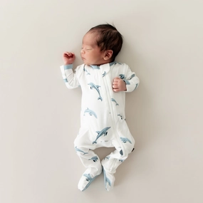 Zippered Footie in Dolphin