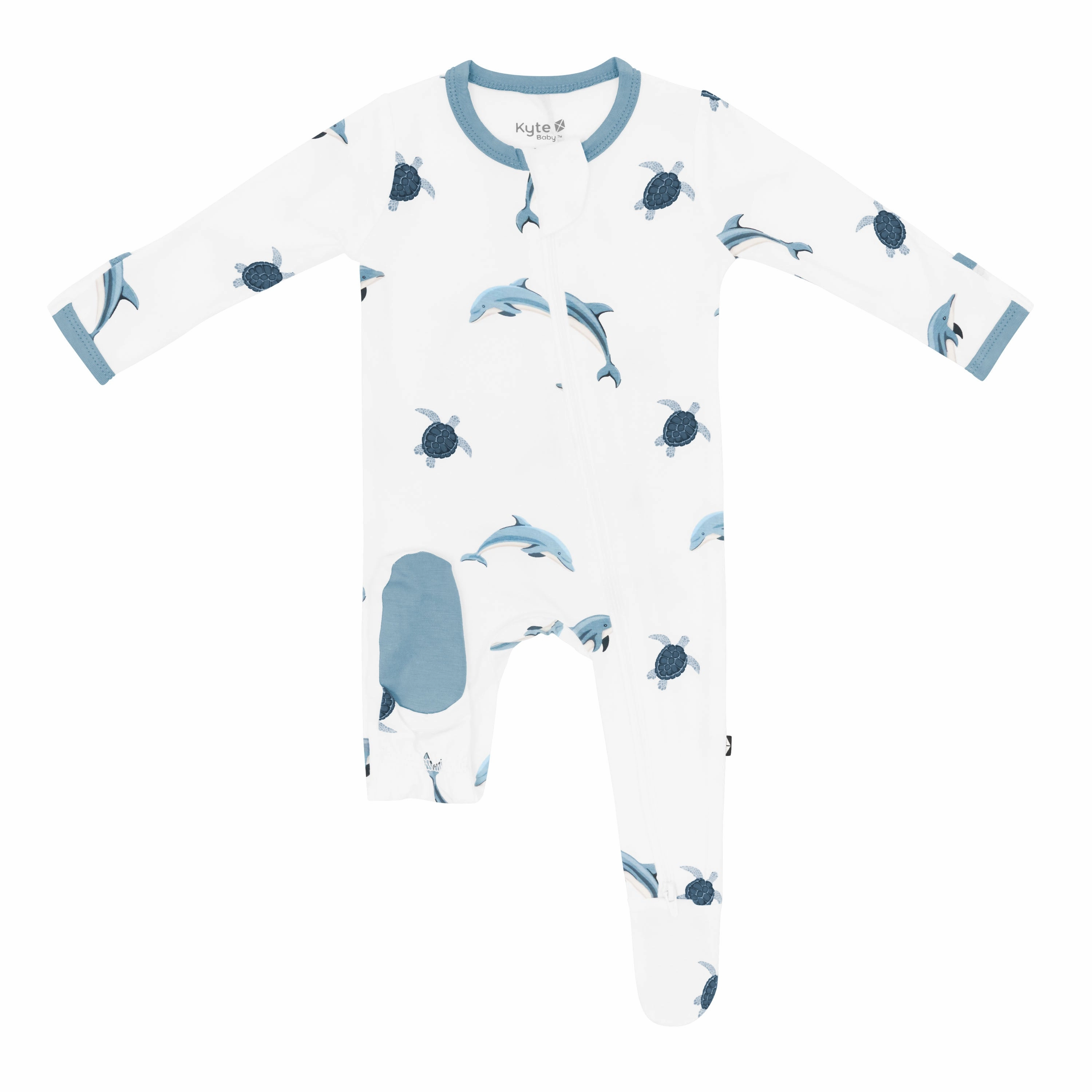 Zippered Footie in Dolphin