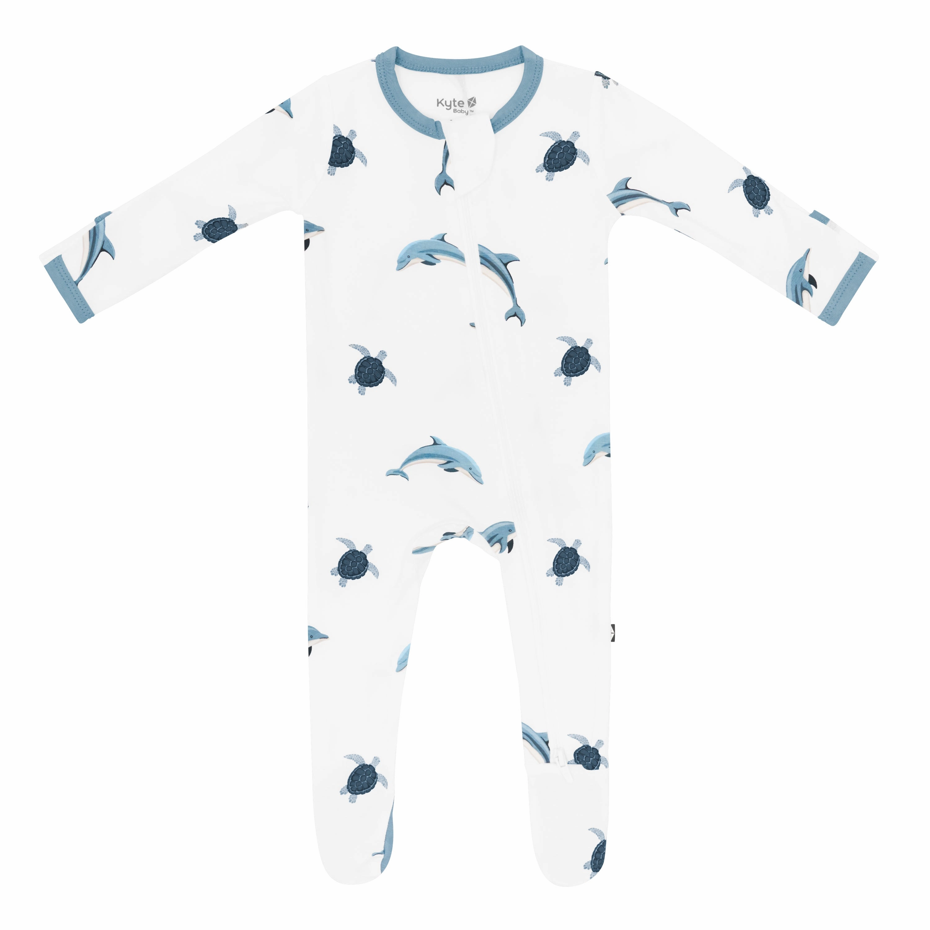 Zippered Footie in Dolphin